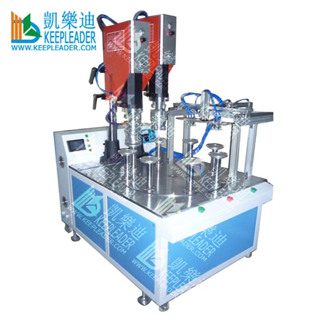 Plastic Cylinder Box Making Bottom Sealing Ultrasonic Welders of PVC_APET Cylindrical Boxes Turntable Ultrasound Welding Machine