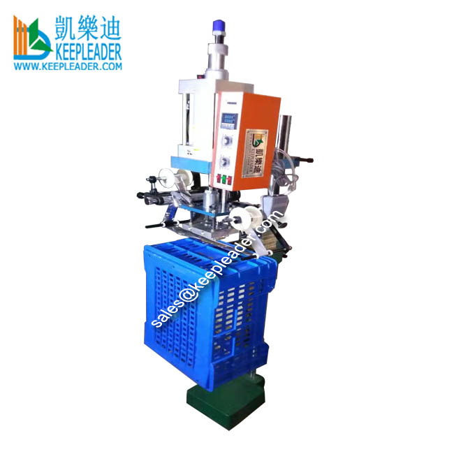 Plastic Crate Imprinting Hot Foil Stamping Machine For HDPE Crate_Mesh Basket_Container_Box Foil Stamping of Semi-Auto Printing