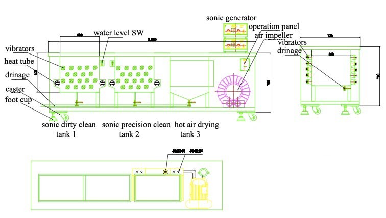 Three Tanks Filtering Cleaner Ultrasonic Cleaning Machine