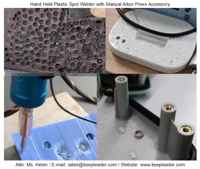 Handheld Plastic Spot Welder with Manual Arbor Press Accessory