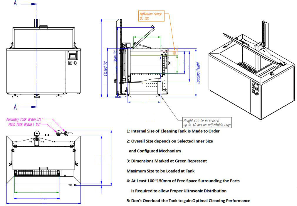 Industrial Cleaning Power Lift Agitation Ultrasonic Cleaner